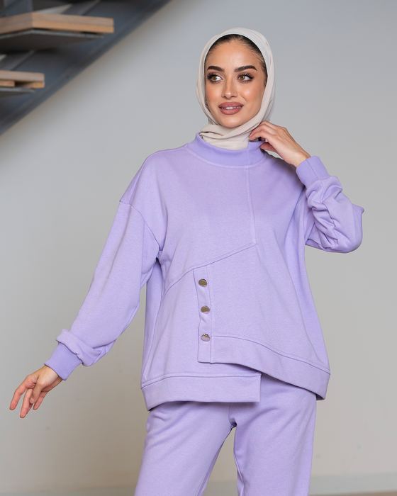 diagonal cut tracksuit with buttons