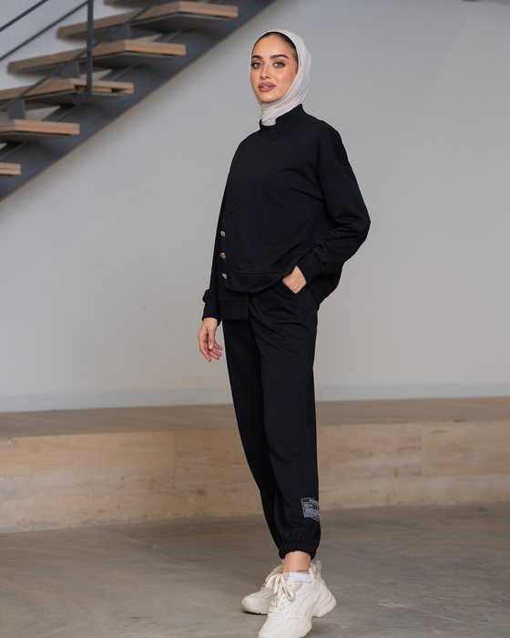 diagonal cut tracksuit with buttons