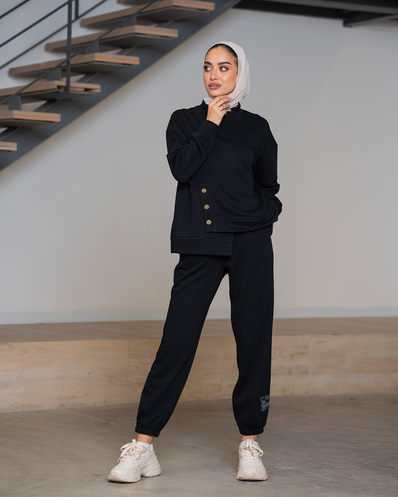 diagonal cut tracksuit with buttons