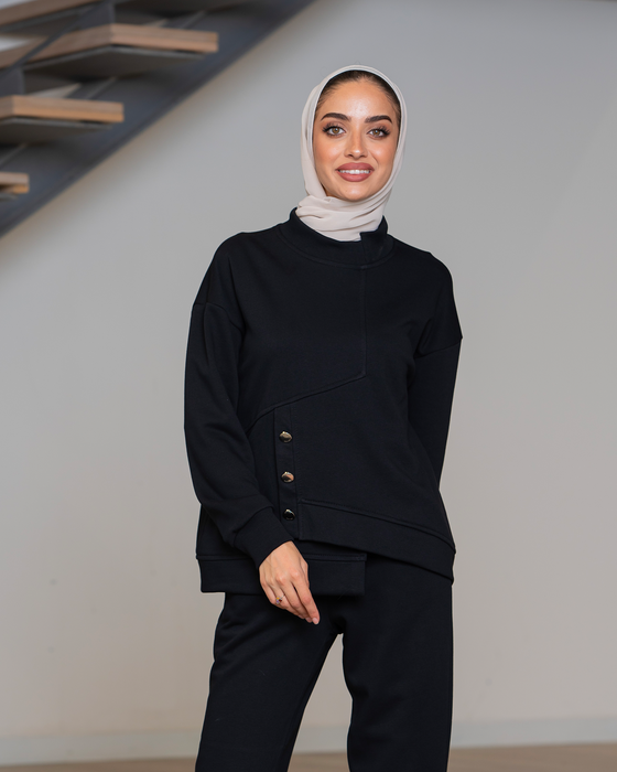 diagonal cut tracksuit with buttons