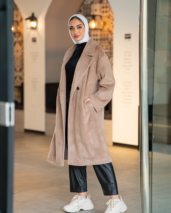 long faux fur jacket