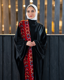  Velvet abaya with traditional embroidery