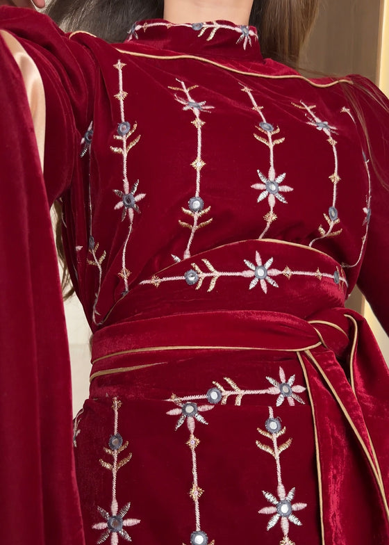 velvet long sleeve dress
