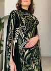 Velvet ornaments dress in green