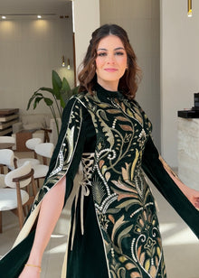  Velvet ornaments dress in green