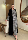 2-piece abaya in silver & pink