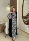 2-piece abaya in silver & pink