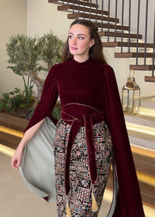  Velvet maroon dress- pattern 01