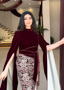  Velvet maroon dress- pattern 03