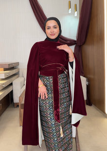  Velvet maroon dress- pattern 04