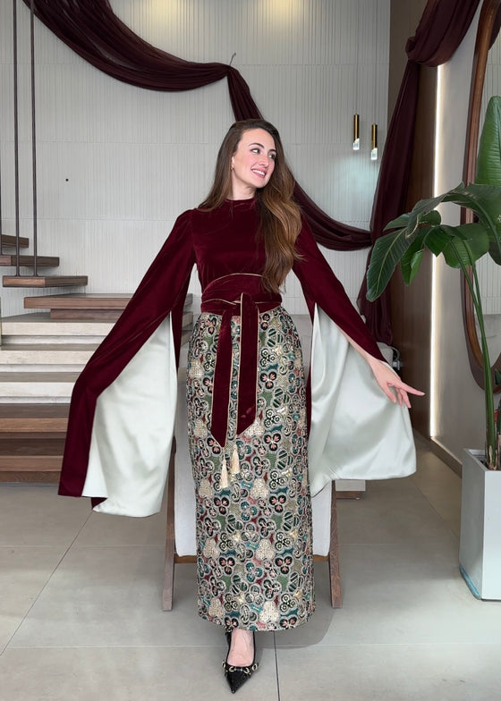 Velvet maroon dress- pattern 05