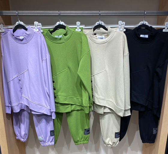 diagonal cut tracksuit with buttons