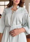 Satin dress with flower detail