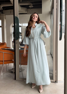  Satin dress with flower detail