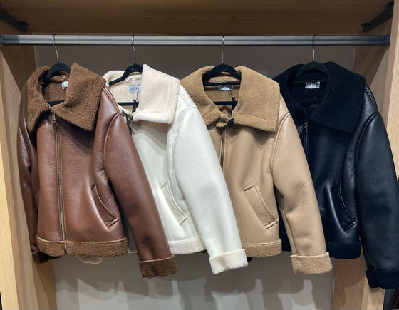 short oversized leather jacket